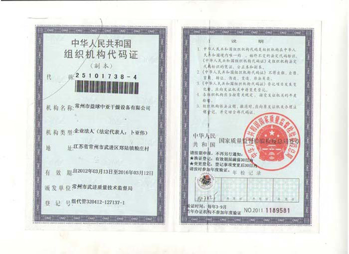 Organization code certificate